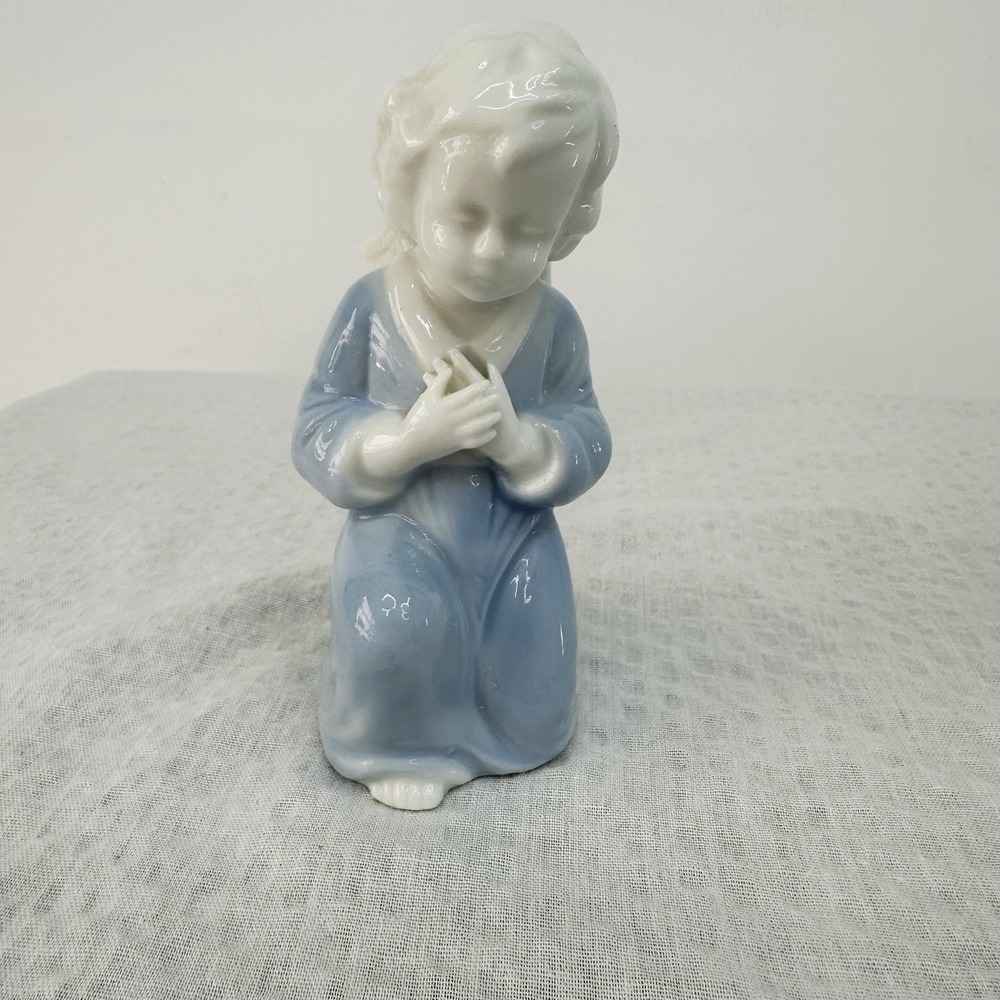Vintage Reginart Blue and White‎ Porcelain Angel Boy Figurine Made in Japan 4"